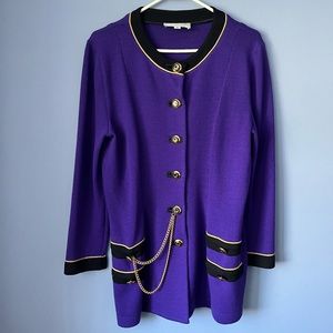 St John Santana Knit Cardigan Jacket Button Chain Detail Size 10